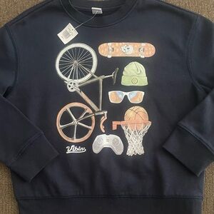 NWT Boy’s Old Navy Graphic Sweatshirt Size 6/7 Navy Blue